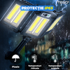 Lampa Solara Stradala 6 LED-uri Teno874, 3 capete, control prin telecomanda, senzor de miscare, 3 moduri de iluminare, protectie IP65, Waterproof, exterior, negru