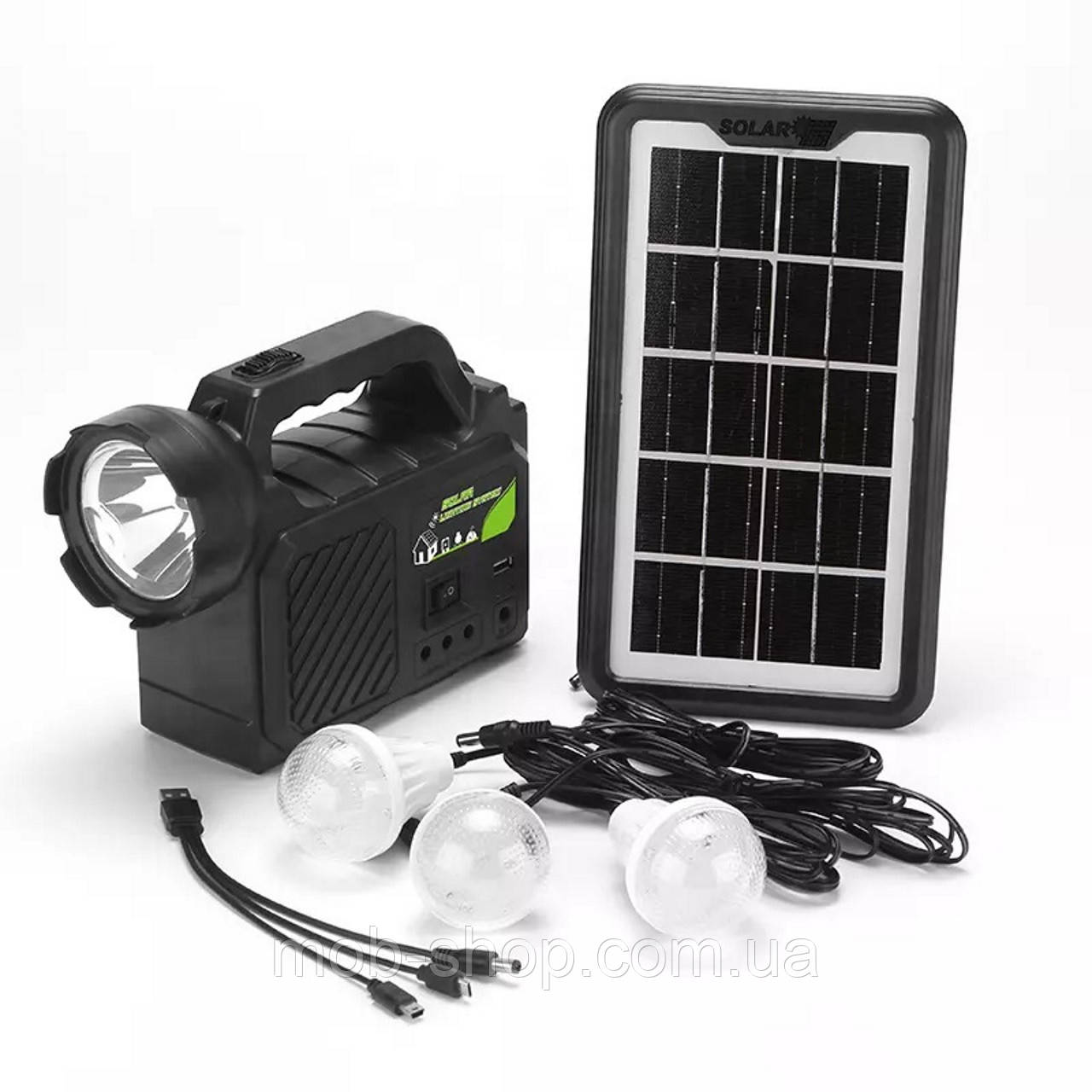Kit solar cu 3 becuri si lanterna LED, Radio FM, 8000 mAh, USB, GD-P30