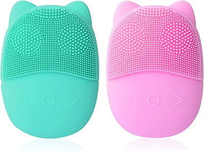 Aparat curatare faciala din silicon, incarcare USB, 5 viteze de functionare, 6000 vibratii/minut, forma pisica, roz