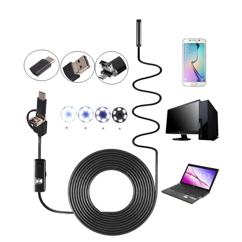 Camera endoscopica 3 in 1 pentru Android si Windows, waterproof
