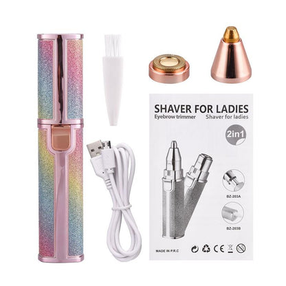 Epilator portabil, electric, 2 in 1, reincarcabil, LED, Glitter