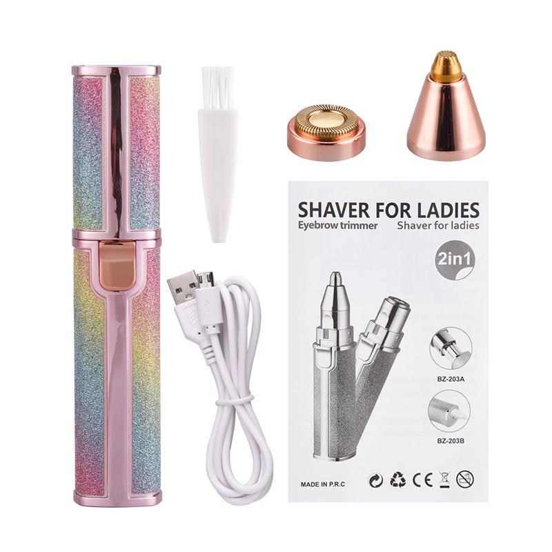Epilator portabil, electric, 2 in 1, reincarcabil, LED, Glitter