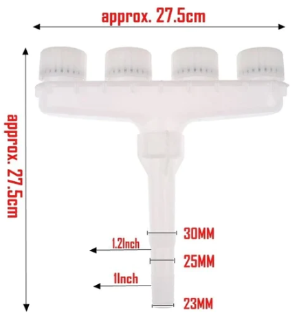 Pulverizator de apa cu 4 capete, pentru gradina, alb
