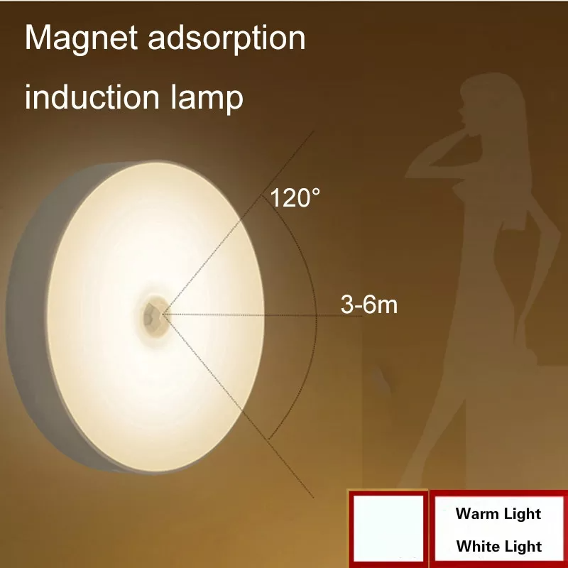 Lampa LED, portabila, cu senzor de miscare si incarcare prin USB, detectie zi/noapte, 2.5W, 20 lumeni