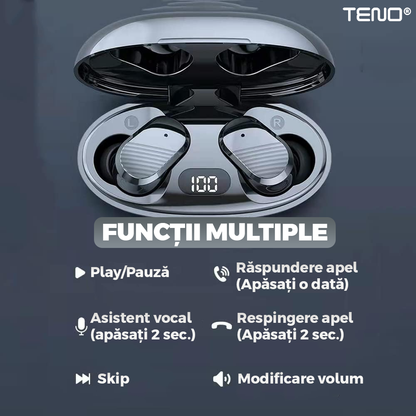 Casti Wireless  Teno985, TWS, Bluetooth 5.0, afisaj digital, carcasa magnetica, sunet stereo, compatibilitate univesala, design compact, autonomie 7 ore,negru