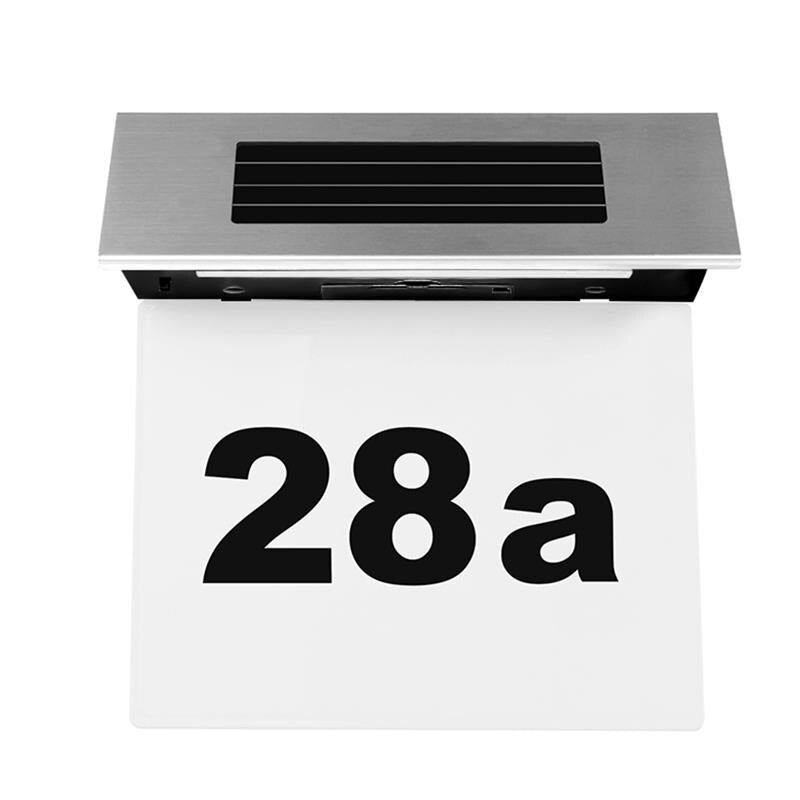 Numar de casa din inox, cu iluminare LED si alimentare solara