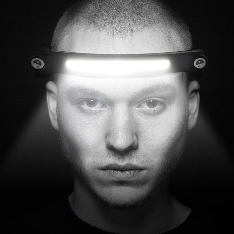 Lanterna LED cu inductie pentru cap, reincarcabila, cu senzor, negru