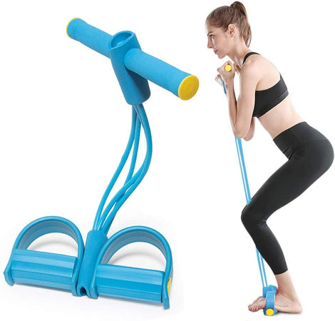 Extensor pentru exercitii fizice, cu 4 corzi elastice, antiderapant