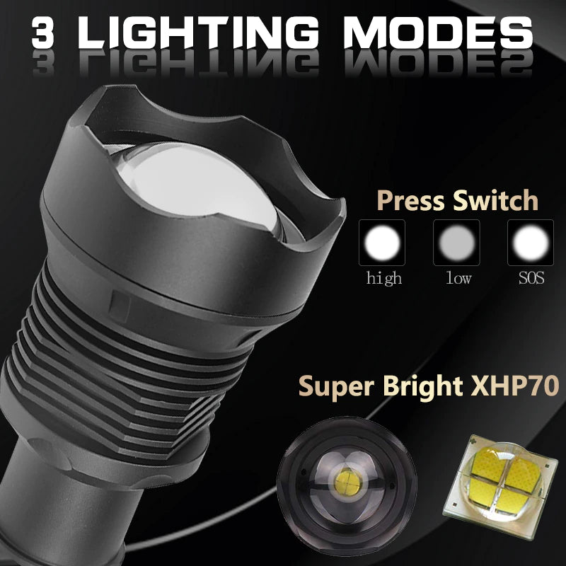 Lanterna LED, tactica, cu acumulator