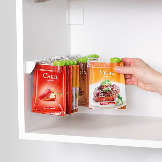 Organizator cu 10 cleme pentru plicuri de condimente, transparent