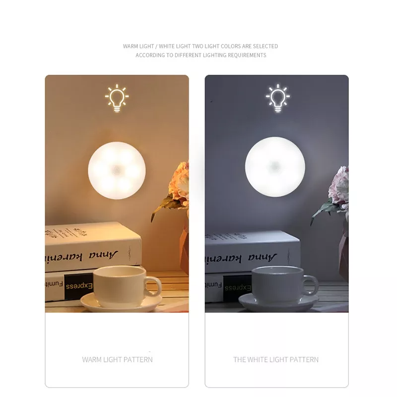 Lampa LED, portabila, cu senzor de miscare si incarcare prin USB, detectie zi/noapte, 2.5W, 20 lumeni