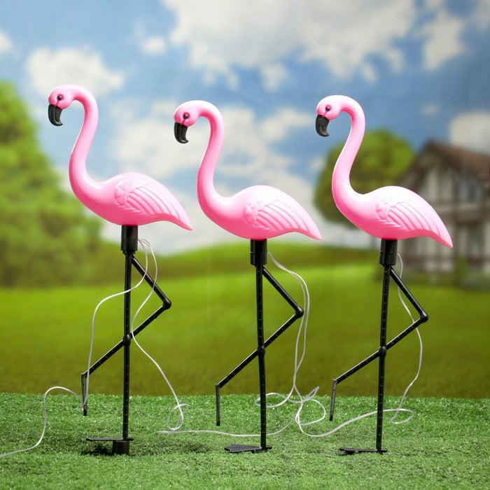 Set 3 x Lampa Solara estetica exterioara de gradina model "Flamingo"
