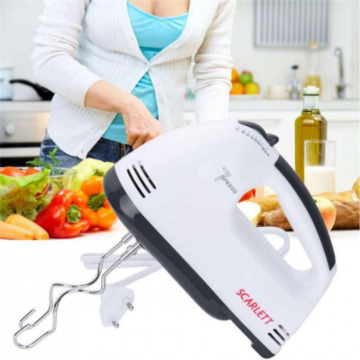 Mixer de mana Scarlett, putere 260W, 7 viteze, alb