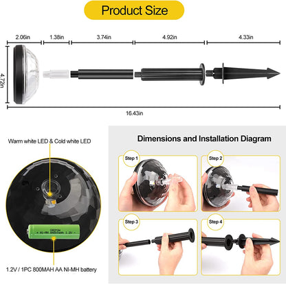 Set 2 lampi LED cu 2 moduri de lumina, incarcare solara, pentru gradina, IP67 Waterproof