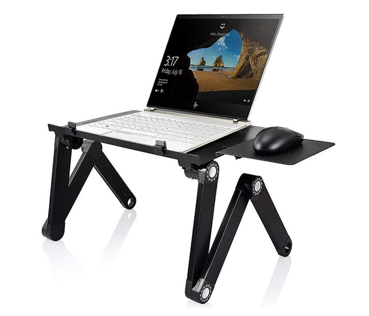 Masuta laptop reglabila din aluminiu, sistem dublu ventilatie USB, suport reglabil mouse