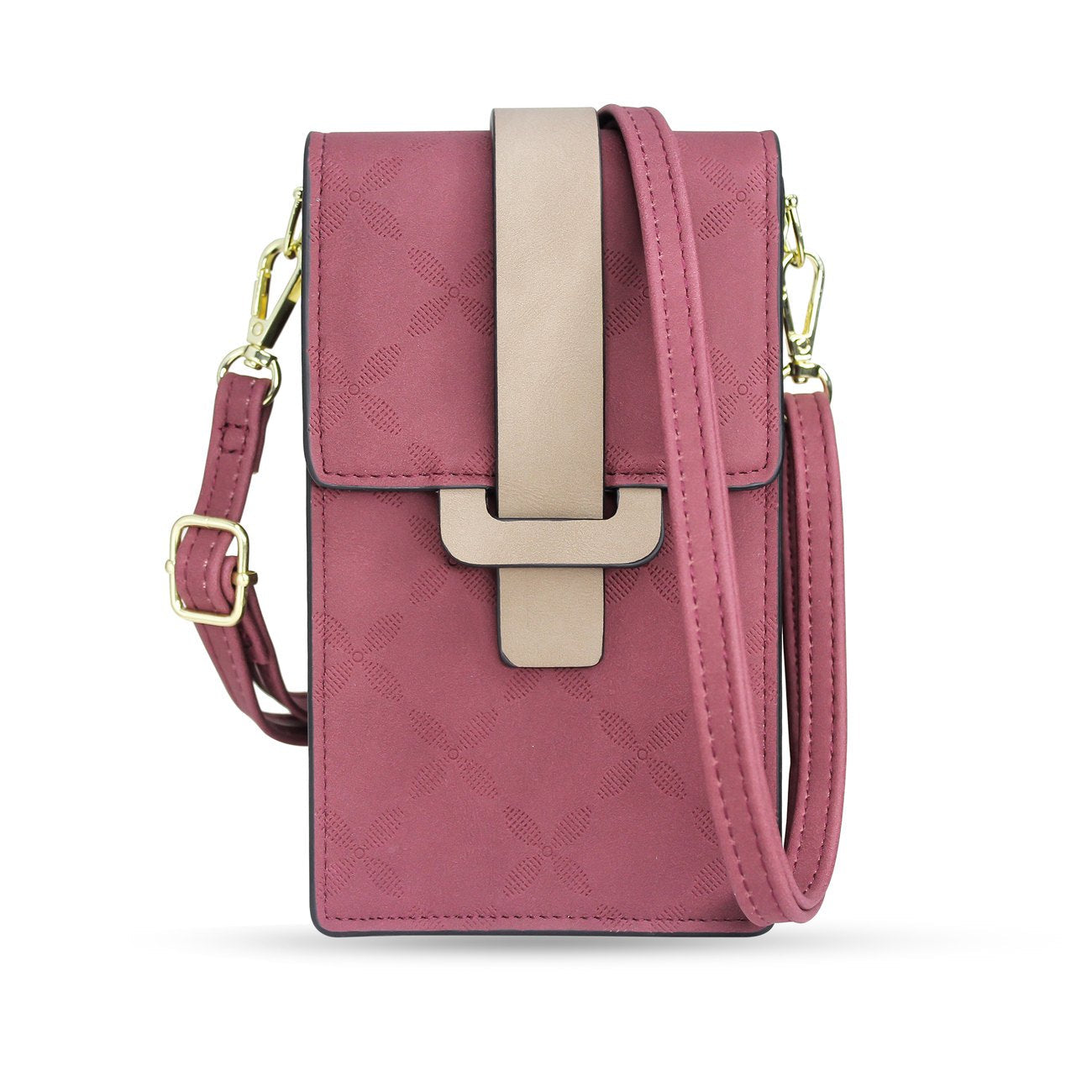 Fancy Bag Case Handmade Pouch High Quality Bag Smartphone Purse with Shoulder Strap Wallet Dark Pink (Model 1)