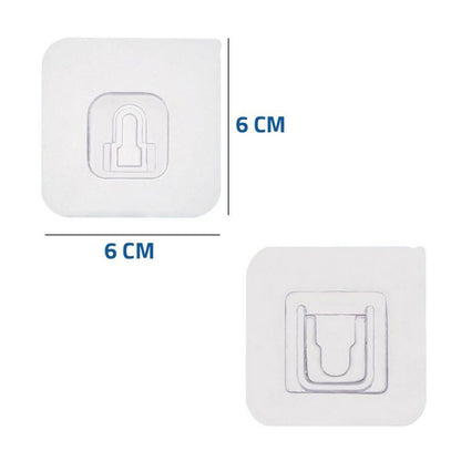Set 10x carlige duble, autoadezive, transparente