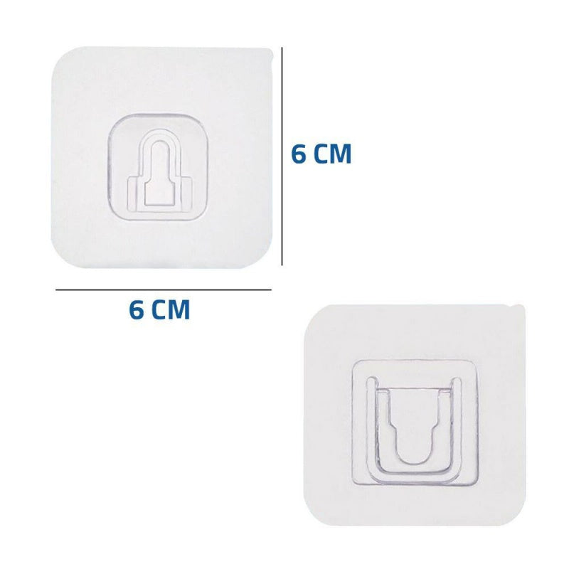 Set 10x carlige duble, autoadezive, transparente