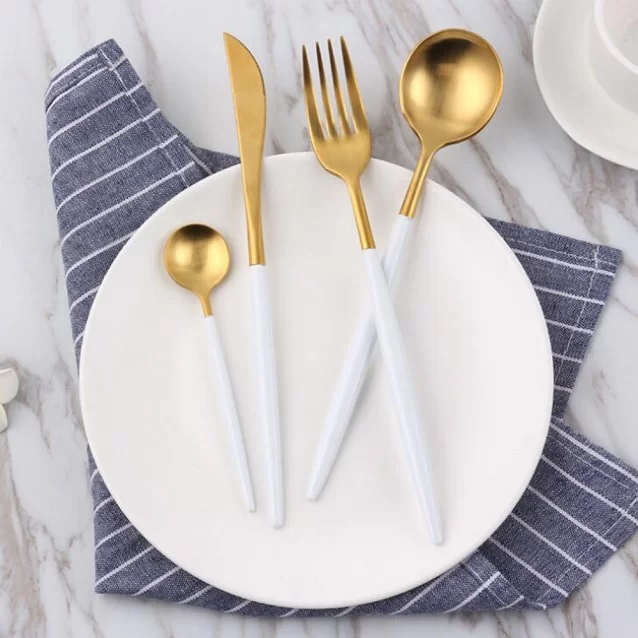 Set tacamuri 24 piese, stil portughez, otel inoxidabil, Luxury