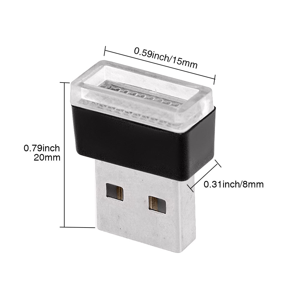 4x Mini USB LED Auto, Multicolor