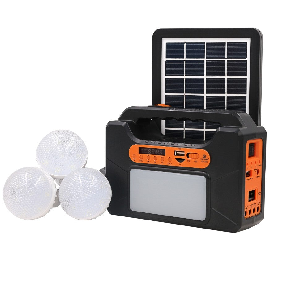 Kit solar cu lanterna, mp3, radio si 3 becuri, EP-393