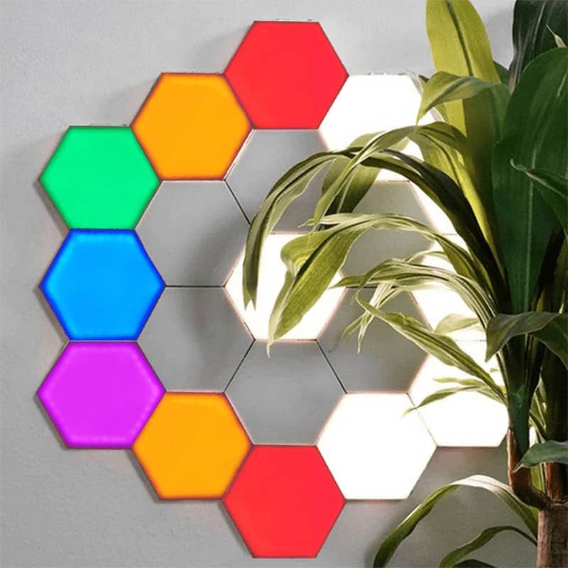 Lampa modulara hexagon cu aprindere prin atingere Led RGB, 6/10 panouri tactile, Telecomanda inclusa
