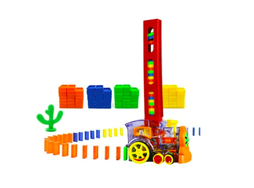 Joc educativ – Trenuletul Domino cu 80 Piese, multicolor