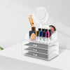 Organizator pentru Cosmetice cu Oglinda si 19 compartimente, transparent