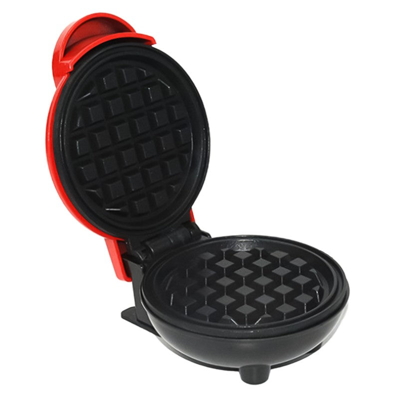 Aparat pentru preparat mini vafe/gofre 350W, Placi antiaderente, Indicator luminos, Rosu