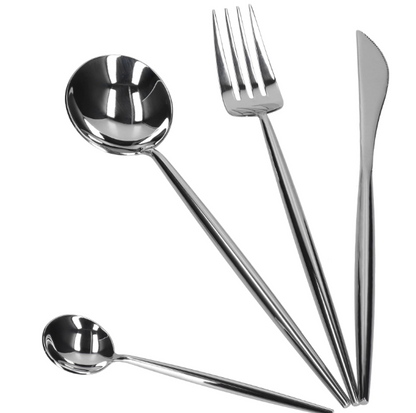 Set tacamuri 24 piese, stil portughez, otel inoxidabil, Luxury, AURIU