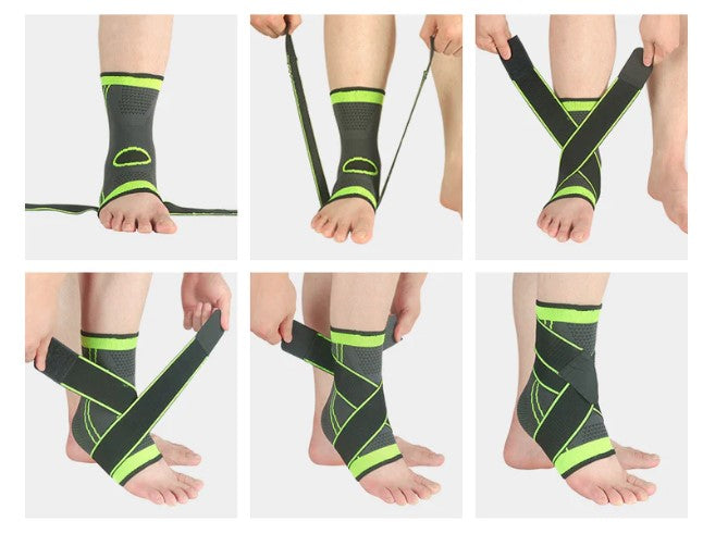 Glezniera elastica cu prindere dubla, 3D, Textil si Nylon, Negru/Verde, Marime universala