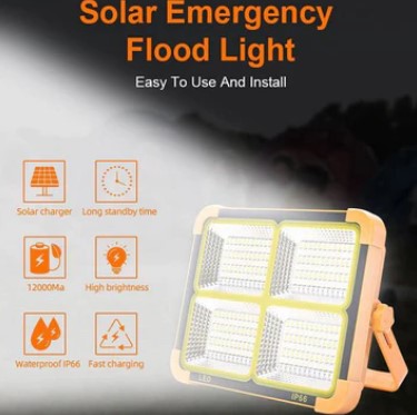 Proiector cu panou solar integrat si functie de baterie externa, 100W