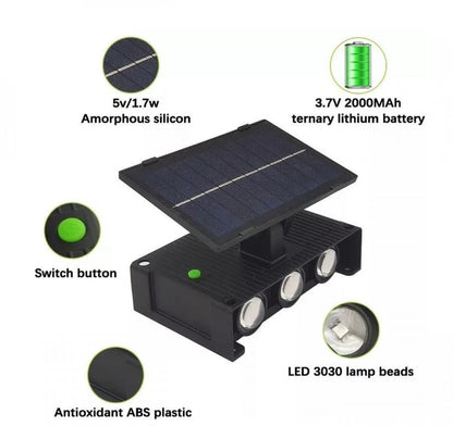 Lampa solara de perete Andowl Q-TY599, 6x LED, lumina alb cald, senzor miscare