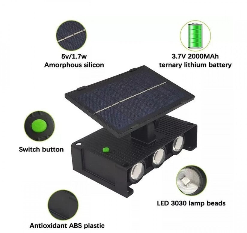 Lampa solara de perete Andowl Q-TY599, 6x LED, lumina alb cald, senzor miscare