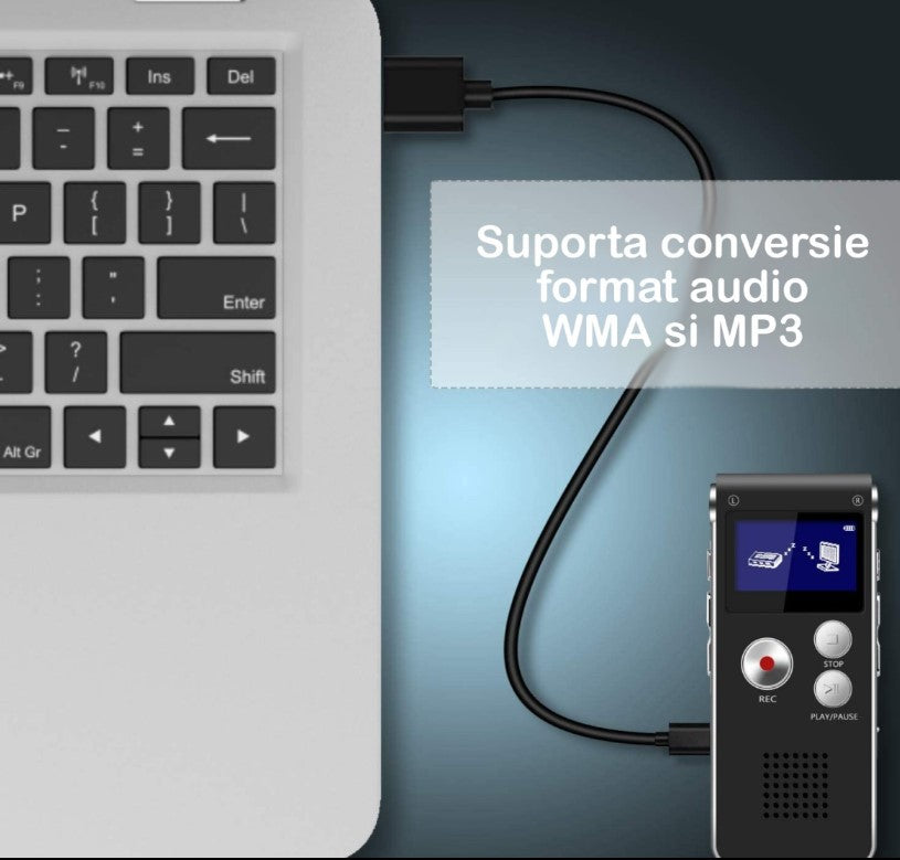 Reportofon digital Andowl Q-LY77, 16G Hifi, MP3/WAV, accesorii, negru