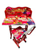 Birou cu scaun pentru copii, reglabile, cadru metalic si lemn, multicolor
