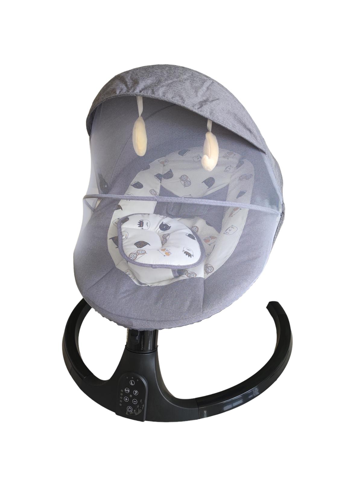 Balansoar electric pentru bebelusi, cu acoperis rabatabil si plasa de protectie, telecomanda, jucarii si sunete, A4