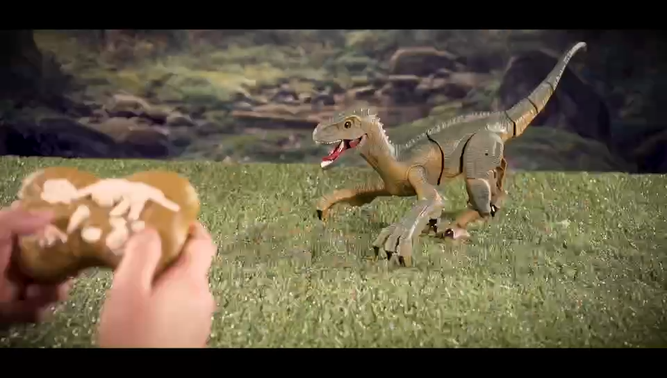 Jucarie Dinozaur cu lumini si sunete, coada detasabila, 3D, 20 cm