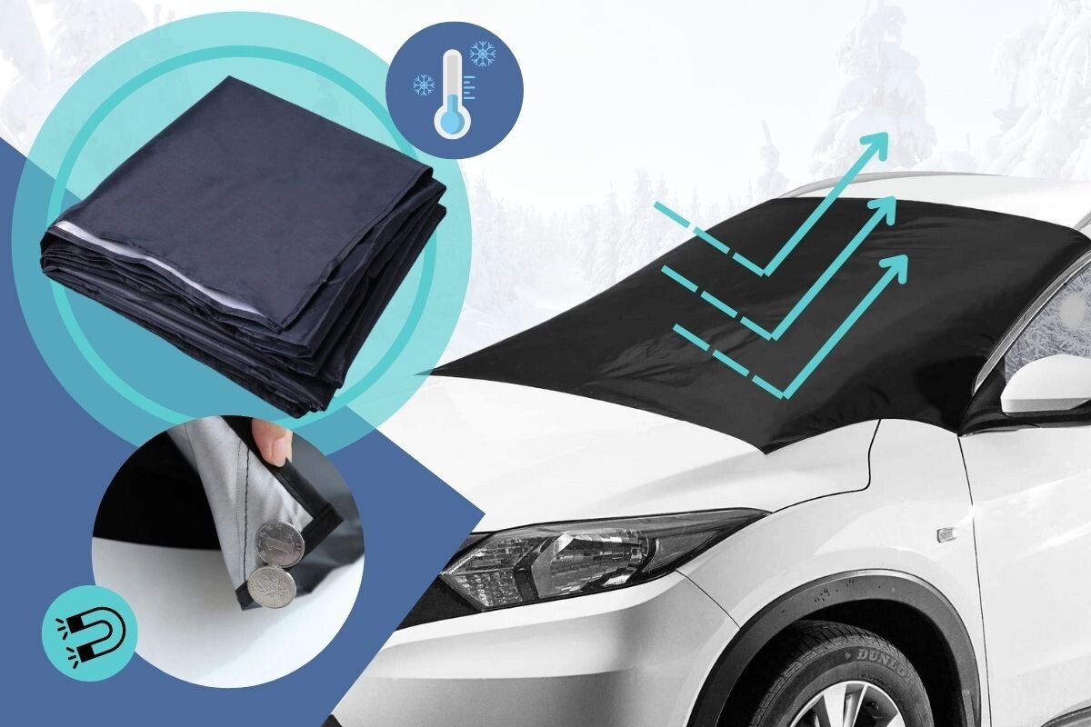 Husa inteligenta de protectie pentru parbriz, 1+1 GRATIS, 144x70 cm, negru