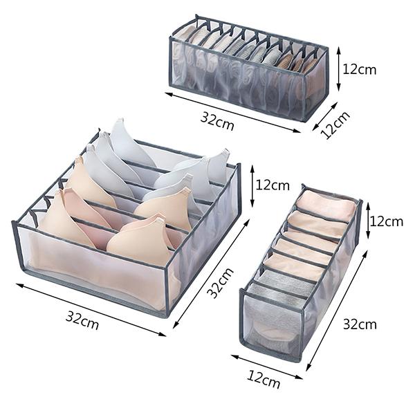 Set 3 organizatoare textile pentru lenjerie