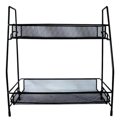 Suport organizator din metal cu 2 etajere, negru