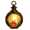 Decoratiune Craciun tip Felinare cu baterii, 13.5 x 9 cm,Lumanare cu geam si inscriptie Mos Craciun,lumina alb cald,baterii incluse,Negru Vintage