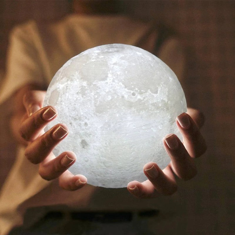 Difuzor Aromaterapie Luna Moon Ultrasunete, Umidificator, 3D, LED cu 3 tipuri de lumina, 500 ml, USB, 2W