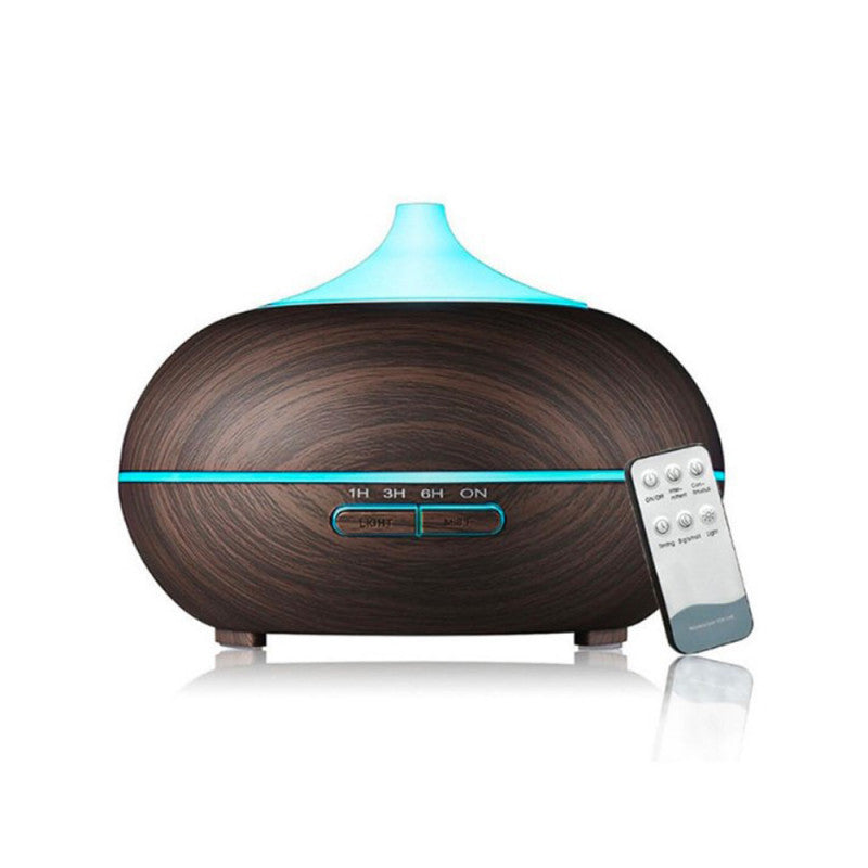 Difuzor de ulei esential reglaj vapori, 7 culori LED, 4 setari de timp, 550 ml, Maro