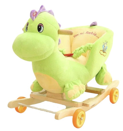 Balansoar pentru copii 'Dinozaur din Plus', cu roti si muzica, verde