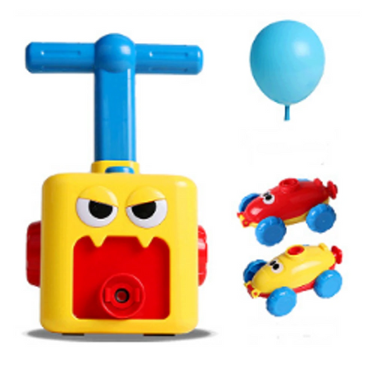 Set distractie cu 12 Baloane, Dispozitiv pentru Umflarea Baloanelor, 2 Masini, Multicolor