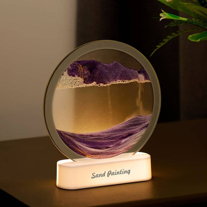 Lampa decorativa 3D tip clepsidra, nisipuri miscatoare, Moving Sand Art
