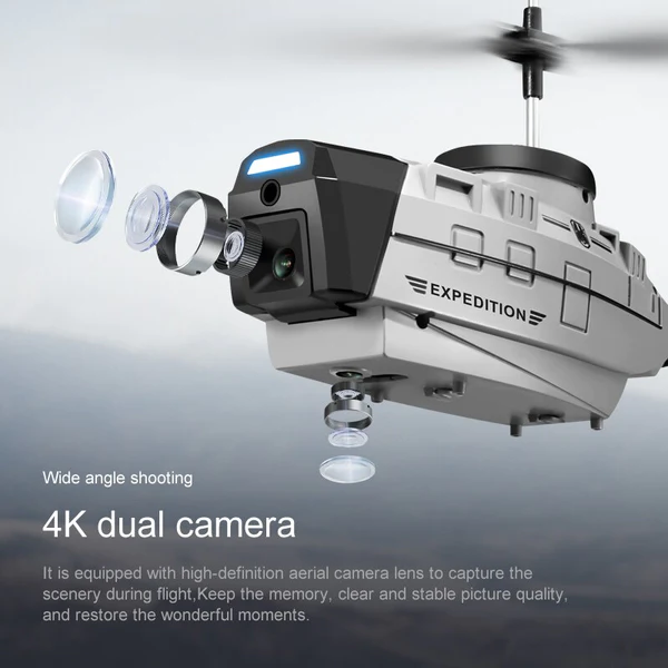 Drona tip elicopter cu camera 4K, Expedition, Gri