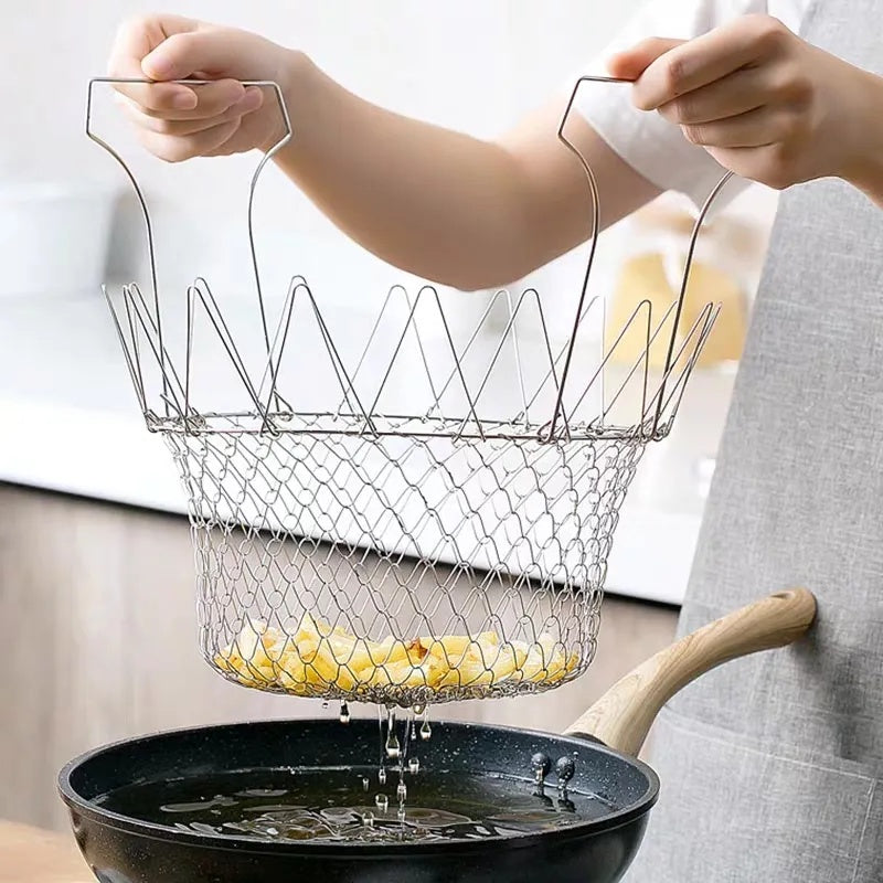 Sita pentru prajit, din inox, pentru cartofi prajiti sau paste, 24cm
