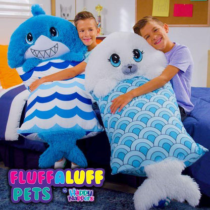 Fata de perna pentru copii, cu jucarie de plus detasabila, Fluff Pets, 50x66 cm